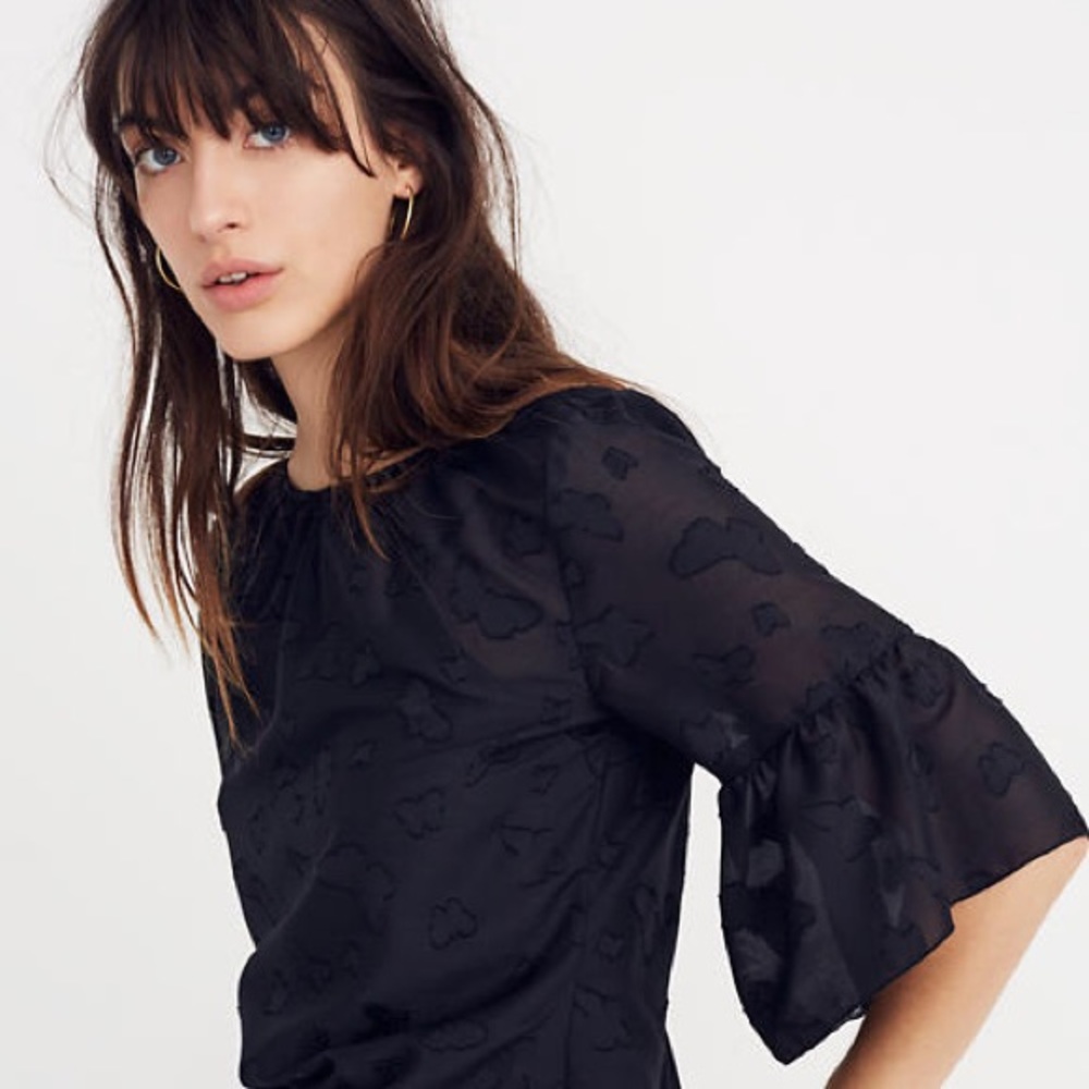 Madewell Black Butterfly Blouse w/Camisole
